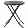 OKRĄGŁY STÓŁ OGRODOWY SKŁADANY STALOWY ZE SZKLANYM BLATEM 60 CM CZARNY