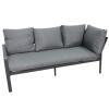 Zestaw Mebli Aluminiowych Garden Line Szary z Szarymi Poduszkami - Sofa Narożna + Pufa + Stolik