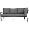 Zestaw Mebli Aluminiowych Garden Line Szary z Szarymi Poduszkami - Sofa Narożna + Pufa + Stolik