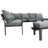 Zestaw Mebli Aluminiowych Garden Line Szary z Szarymi Poduszkami - Sofa Narożna + Pufa + Stolik