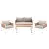 Zestaw Mebli Aluminiowych Belgrad Garden Line Beżowy z Beżowymi Poduszkami – Sofa + 2 Fotele + Stolik