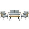 Zestaw Mebli Aluminiowych Lublana Garden Line Szary Aluminiowy - (Sofa + 2 Fotele + Stolik)