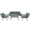Zestaw Mebli Aluminiowych Garden Line (Sofa + 2 Fotele + Stolik) - Szary z Szarymi Poduszkami