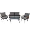 Zestaw Mebli Aluminiowych Garden Line (Sofa + 2 Fotele + Stolik)  - Szary z Szarymi Poduszkami