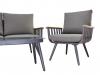 Zestaw Mebli Aluminiowych Garden Line (Sofa + 2 Fotele + Stolik)  - Szary z Szarymi Poduszkami