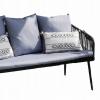 Zestaw Mebli Ogrodowych z Plecionej Liny Garden Line Antracyt + Szare Poduszki (2 Fotele + Sofa + Stolik)