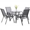 Zestaw Mebli Ogrodowych Garden Line Szary (4 Krzesła + Okrągły Stolik)