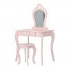 MAŁA TOALETKA KOSMETYCZNA RÓŻOWA  Z LUSTREM + TABORET