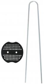 Metalowe szpilki z plastikowymi stoperami można używać do mocowania agrowłókniny, geowłókniny lub folii ogrodowej w celu zabezpieczenia upraw przed wiatrem, szkodnikami lub chwastami. Stabilnie przytrzymują materiał do podłoża.