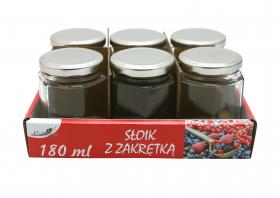 Słoik sześciokątny z metalową zakrętką 180 ml  6 sztuk