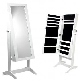 SZAFKA NA BIŻUTERIĘ Z LUSTREM BIAŁA