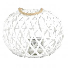 LAMPION H18 CM BIAŁY Z WKŁADEM SZKLANYM 