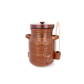 POJEMNIK CERAMICZNY 1,5L NA OGÓRKI ZE SZCZYPCAMI MIODOWY 