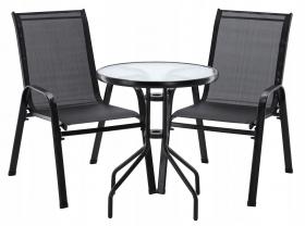 ZESTAW MEBLE BALKONOWE  2 KRZESŁA + STOLIK  CZARNY