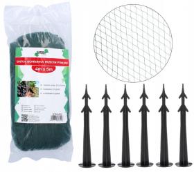 SIATKA OCHRONNA PRZECIW PTAKOM MONO+MONO 4 X 5 M + 6 SZPILEK (15 g/m2)