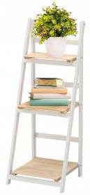 REGAŁ DRABINKOWY JASNY BRĄZ Z BIAŁĄ RAMĄ Z 3 PÓŁKAMI 41 x 39 x 109 CM *4652