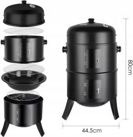 GRILL WIELOFUNKCYJNY 3 W 1 GRILL/WĘDZARNIA/PALENISKO 44 x 53 x 80 CM 