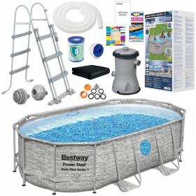 BASEN STELAŻOWY OWALNY RATTAN  4,88 x 3,05 x 1,07 M (BASEN, FILTR PIASKOWY, DRABINKA, POKRYWA, DOZOWNIK) 