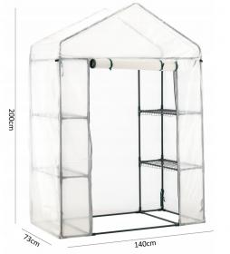 SZKLARNIA OGRODOWA Z PÓŁKAMI BIAŁA 140 x 73 x 200 CM 4 półki