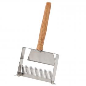 ODSKLEPIACZ DO MIODU ZE STALI NIERDZEWNEJ Z DREWNIANĄ RĄCZKĄ 25 x 13 CM