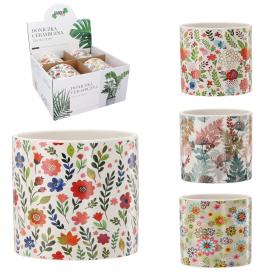 KOMPLET 4 DONICZEK CERAMICZNYCH 13 x 13 x 12cm MIX WZORÓW