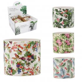 KOMPLET 4 DONICZEK CERAMICZNYCH 13 x 13 x 12cm MIX WZORÓW