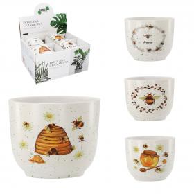 KOMPLET 4 DONICZEK CERAMICZNYCH 12 x 12 x 10,5cm MIX WZORÓW