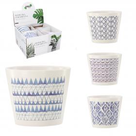 KOMPLET 4 DONICZEK CERAMICZNYCH 12,5 x 12,5 x 10,5cm MIX WZORÓW