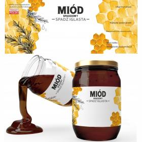 KPL. 100 ETYKIET MIÓD SPADZIOWY  SPADŹ IGLASTA 154 x 60 MM