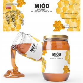 KPL. 100 ETYKIET MIÓD NEKTAROWY AKACJOWY 154 x 60 MM 