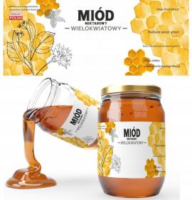 KPL. 100 ETYKIET MIÓD NEKTAROWY WIELOKWIATOWY 154 x 60 MM