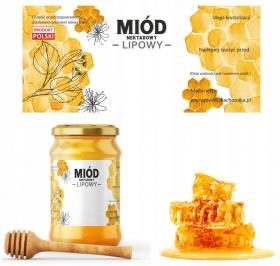 KPL. 100 ETYKIET MIÓD NEKTAROWY LIPOWY 116 x 50 MM