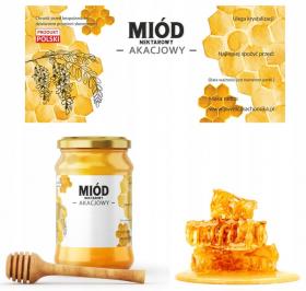 KPL. 100 ETYKIET MIÓD NEKTAROWY AKACJOWY 116 x 50 MM