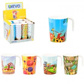 KUBEK PLASTIKOWY Z UCHEM DEKOROWANY 250 ML 