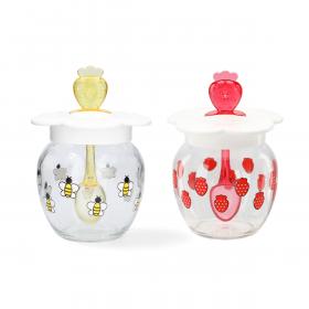 SŁOIK DEKOROWANY Z PLASTIKOWĄ ŁYŻECZKĄ 370ML 