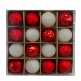 KPL. 16 BOMBEK 6 CM CZERWONY/ZŁOTY/SREBRNY MIX WZORÓW 