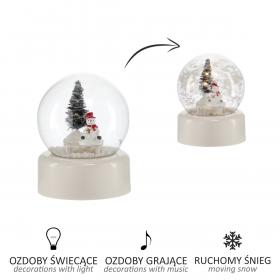 BOŻONARODZENIOWA KULA ŚNIEŻNA 10.5 x 10.5 x 12.5 CM Z WKŁADEM LED POZYTYWKA  BIAŁA 