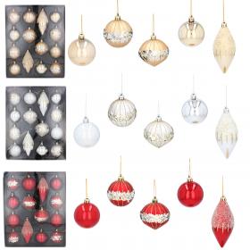 KPL. 14 OZDÓB CHOINKOWYCH CZERWONE, SREBRNE, ZŁOTE 