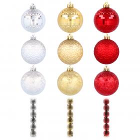 KPL. 6 BOMBEK 6 CM CZERWONY/ZŁOTY/SREBRNY MIX WZORÓW (TUBA)