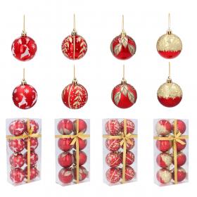 KPL. 8 BOMBEK CHOINKOWYCH 6 CM CZERWONE MIX WZORÓW 