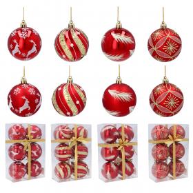 KPL. 6 BOMBEK CHOINKOWYCH 7 CM CZERWONE MIX WZORÓW 