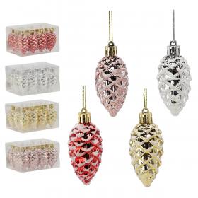 KPL. 12 OZDÓB NA CHOINKĘ  SZYSZKI 7,5 CM MIX KOLORÓW 