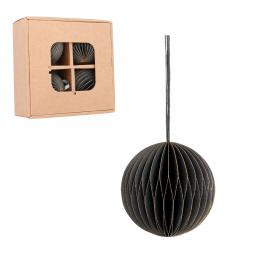 KPL. 4 BOMBEK NA CHOINKĘ Z PAPIERU FI 8 CM SZARE