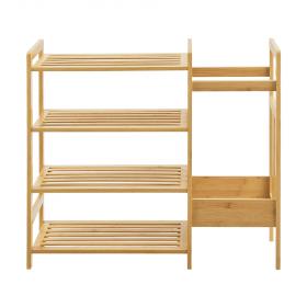 REGAŁ BAMBUSOWY 4POZIOMOWY Z DODATKOWĄ PÓŁKĄ BOCZNĄ 73,5x28x66 CM