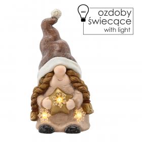 FIGURKA BOŻONAR.  SKRZAT Z WARKOCZAMI I GWIAZDKAMI 38.5 CM LED