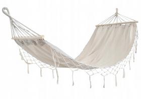 HAMAK Z FRĘDZLAMI BOHO 200x100 CM BEŻOWY