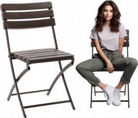 KRZESŁO OGRODOWE SKŁADANE 55 x 46 x 81 CM BRĄZOWE 