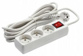 PRZEDŁUŻACZ LISTWA ZASILAJĄCA Z WYŁĄCZNIKIEM 3 GNIAZDA 5 M BIAŁY