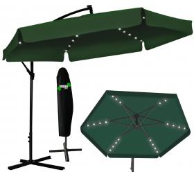 PARASOL OGRODOWY 3 M ZIELONY "BANANA" Z POKROWCEM Z LED 