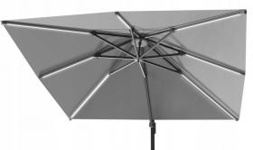 PARASOL OGRODOWY 3 x 3 M SZARY "ROMA" Z POKROWCEM Z LED